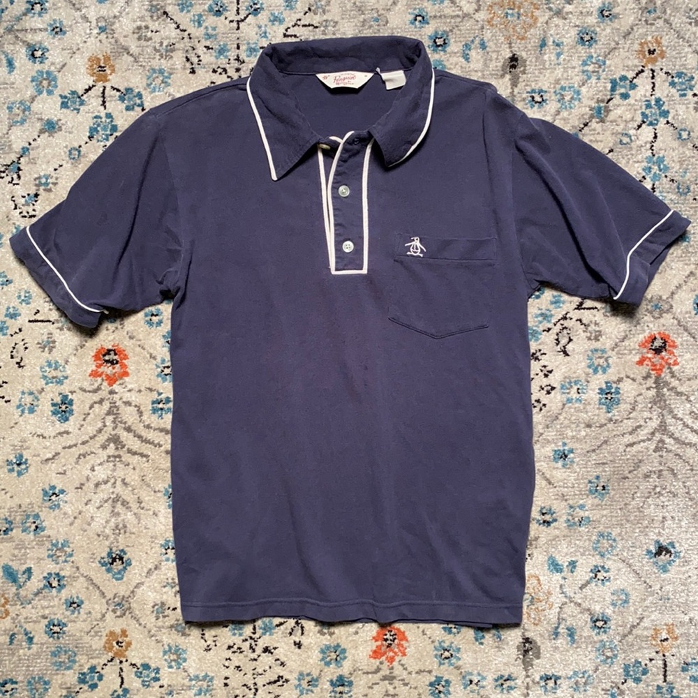🐧 Original penguin blue & white polo short sleeve